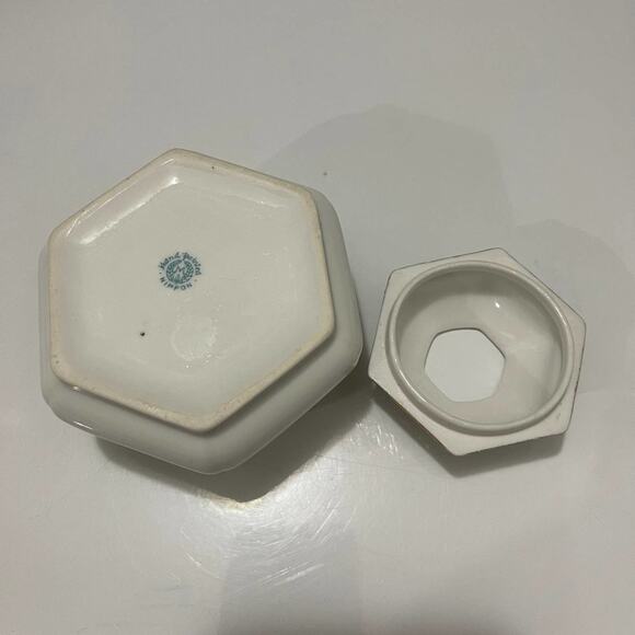 NIPPON Moriage Beading Vintage Hair Receiver Green Gold Hand Painted - Picture 8 of 8